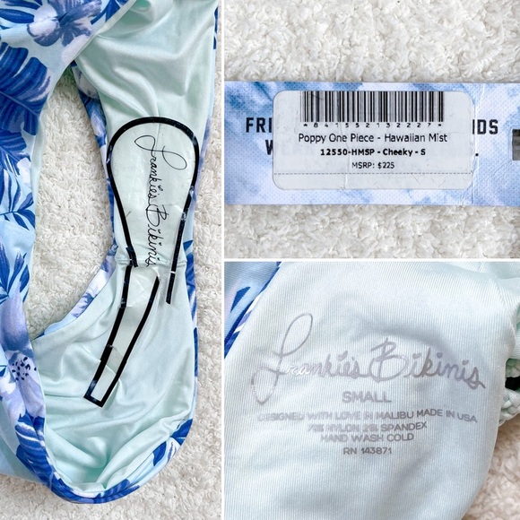 NWT Frankie’s Bikinis Poppy One Piece Hawaiian Mist Cheeky Size Small - Picture 15 of 15